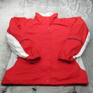 Columbia Jacket Womens XL Red Coat Full Zip Hooded‎ Winter Removable Liner 3in1